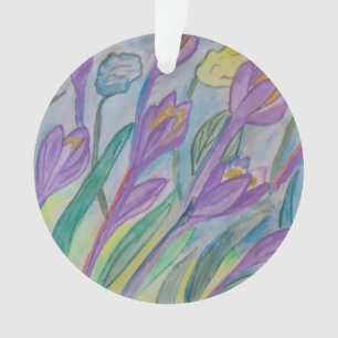 Resumen Primavera Crocus Ornamento acrílico