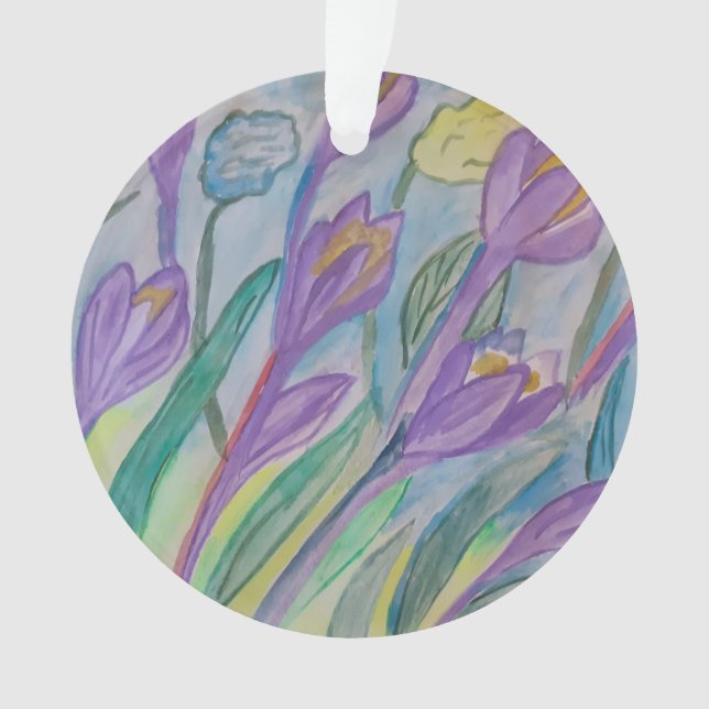 Resumen Primavera Crocus Ornamento acrílico (Anverso)