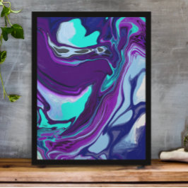 Resumen púrpura y Verde azulado de arte fluido