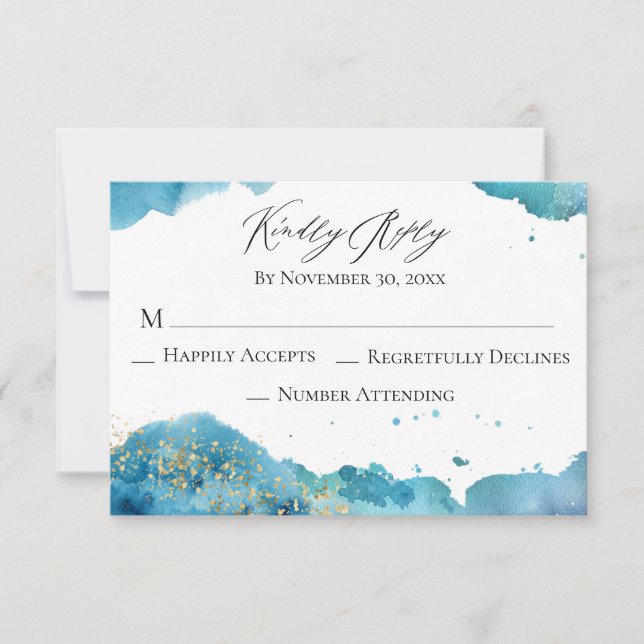 *~* Resumen Purpurina de playa Wave Wedding RSVP R (Anverso)