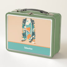 Resumen retro tabla de surf tropical para adolesce