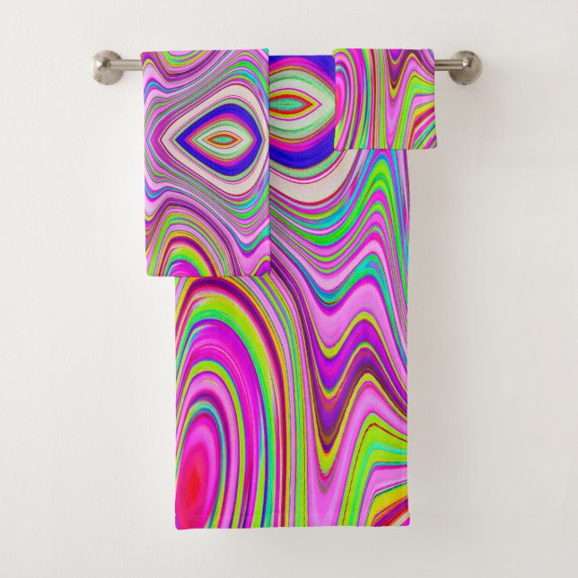 Resumen rocoso amarillo y rosa Groovy arte retro (In situ)