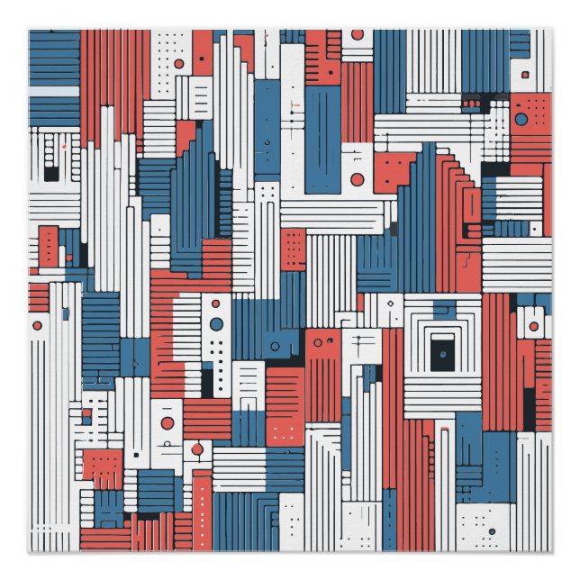 Resumen rojo y azul de la decoración de las parede (Anverso)