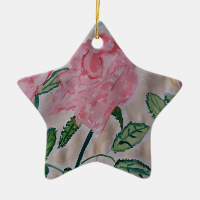 Resumen Rosas de verano Ornamento cerámico (Frente)