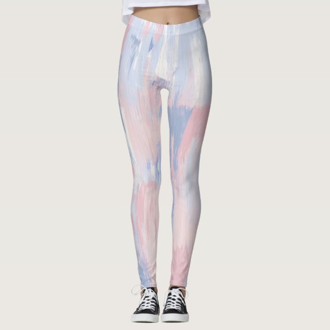 Resumen Rubor y Blue Paint Strokes Leggings (Anverso)