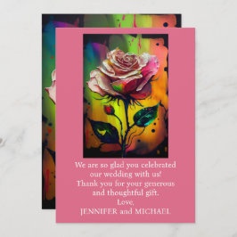 Resumen Tarjeta de agradecimiento a las rosas rosa