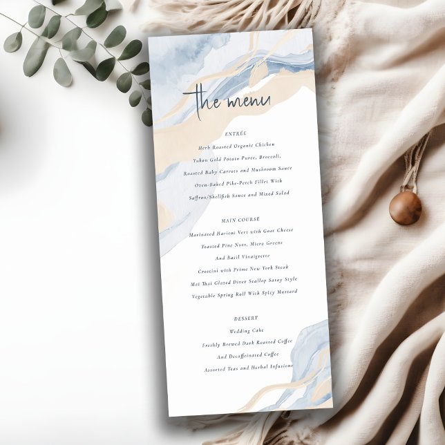 Resumen Tarjeta de menú Boda de la costa beige azu (Subido por el creador)