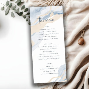 Resumen Tarjeta de menú Boda de la costa beige azu