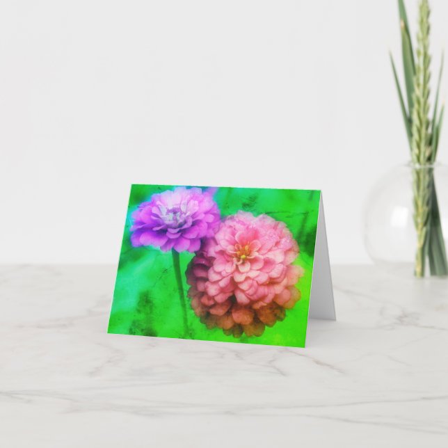 Resumen Tarjeta de nota de flores de zinnia (Anverso)