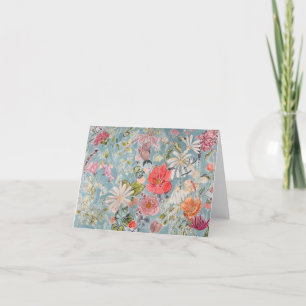 Resumen Tarjeta de nota en blanco floral
