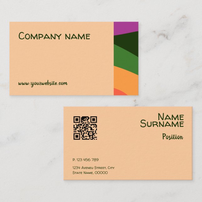 Resumen Tarjeta de presentación QR rosa verde amar (Anverso / Reverso)