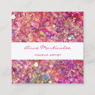 Resumen Tarjeta de visita Glitz Square Pink