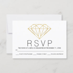 Resumen tarjeta RSVP de boda de diamantes de purpu