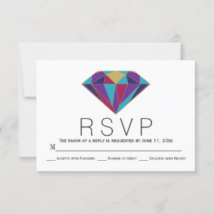 Resumen tarjeta RSVP de boda de joyas de diamante 