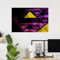 Resumen Triángulo amarillo arte fractal moderno