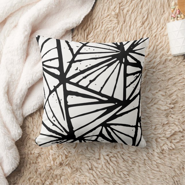 Resumen Triángulos Lino Imprimir Cojín decorativo (Manta)