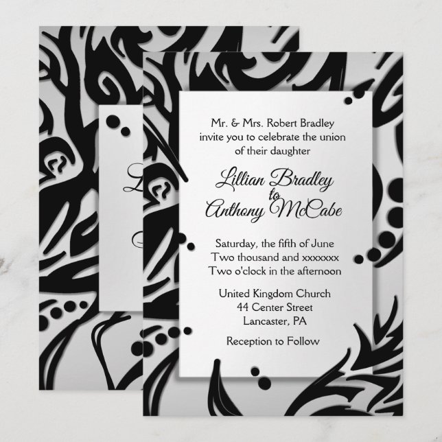 Resumen Tribal Silver Wedding Invitación a Olive (Anverso / Reverso)