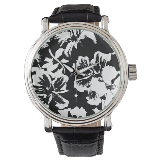 Resumen tropical de moda Reloj de patrón floral de (Anverso)