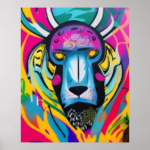 Resumen Vibrante arte en la pared de leones