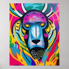 Resumen Vibrante arte en la pared de leones