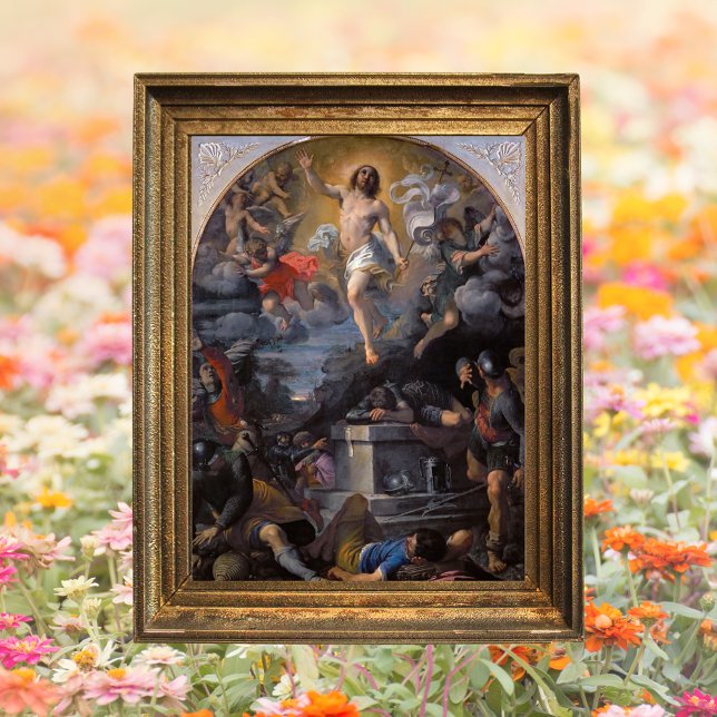 Resurrección de arte barroco católico en la Pascua (Baroque Religious Christian Catholic Art Painting Resurrection of Jesus Christ Easter Poster)
