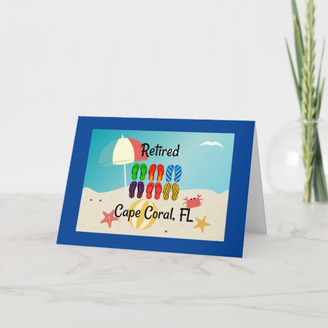 Retirada, Cabo Coral, FL, diseño de playa, Tarjeta (Anverso)