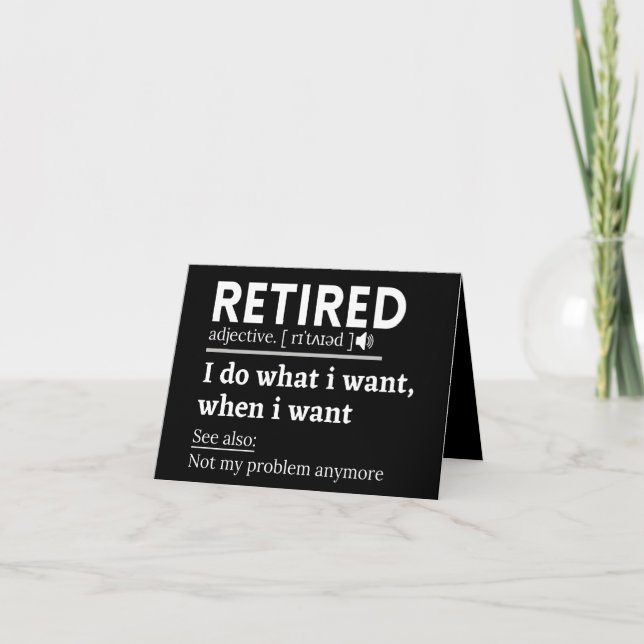 retired definition, funny retirement, retired (Anverso)