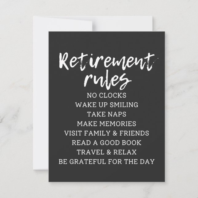 Retirement Rules Sign, Retirement Gift Sign (Anverso)