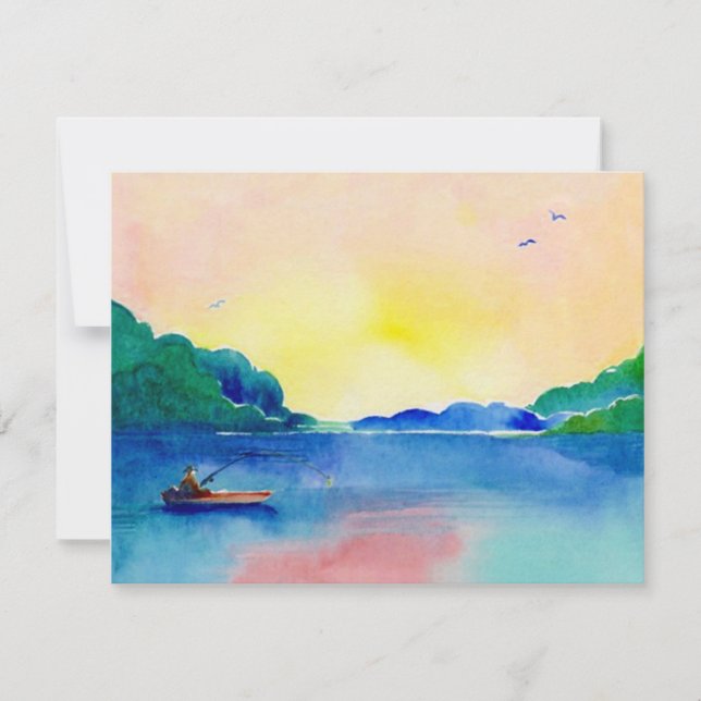 Retiro de la pesca de lago en la invitación de la (Anverso)