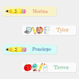 Retorcir las etiquetas de los niños escolares