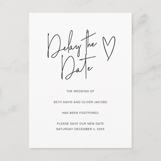 Retrasar la fecha Cambio de planes Invitación senc (Anverso)