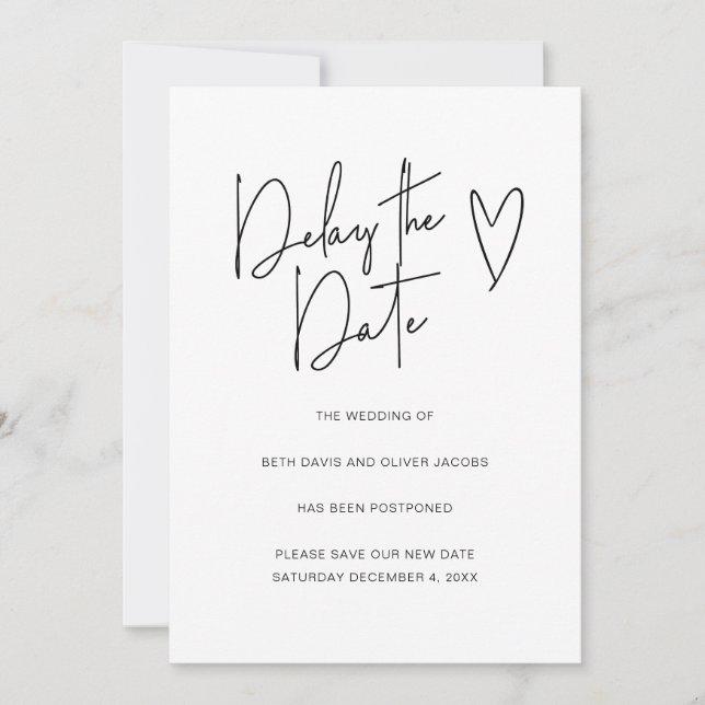 Retrasar la fecha Cambio de planes Invitación senc (Anverso)