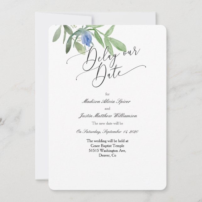 Retrasar Nuestra Invitación De Boda De Fecha (Anverso)