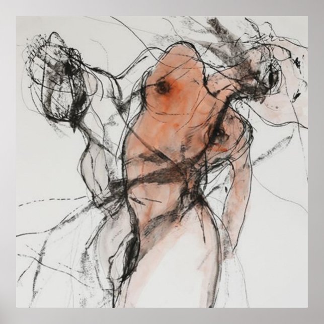 retrato, abstracción, acuarela, poster de arte (Frente)