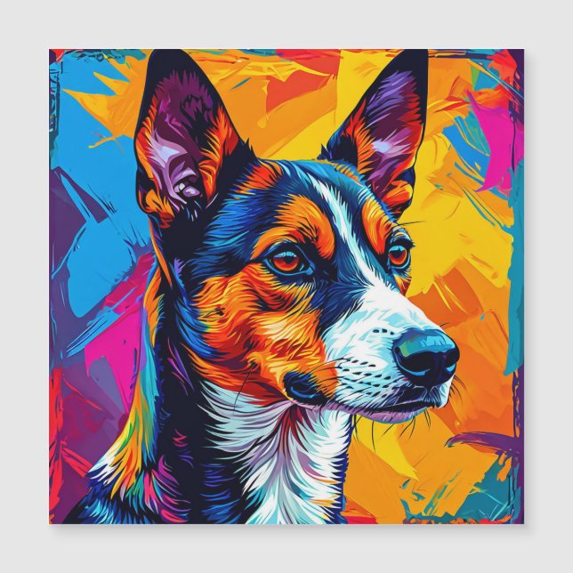 Retrato abstracto de perro Basenji (Anverso)