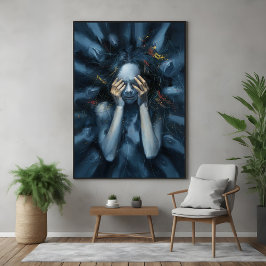 Retrato abstracto emocional - Arte azul surrealist