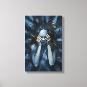 Retrato abstracto emotivo – Arte surreal azul