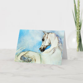Retrato árabe del caballo en tarjeta de