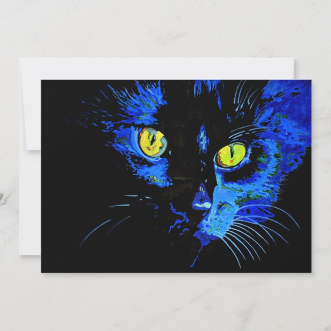 Retrato artístico de gato negro con E amarillo lla (Anverso)