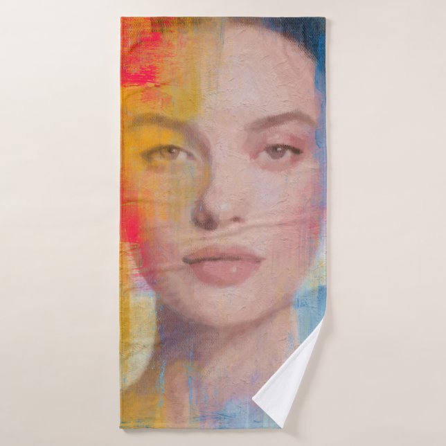 Retrato artístico dinámico de medios mixtos (Toalla de baño)
