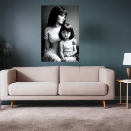 Retrato blanco negro Madre e hija | Arte IA
