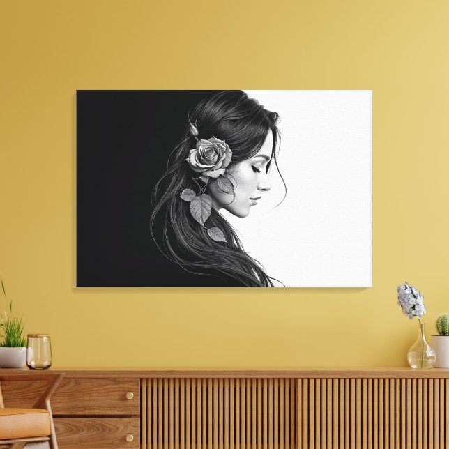 Retrato blanco y negro de arte femenino hermoso (Insitu (Sala de estar))