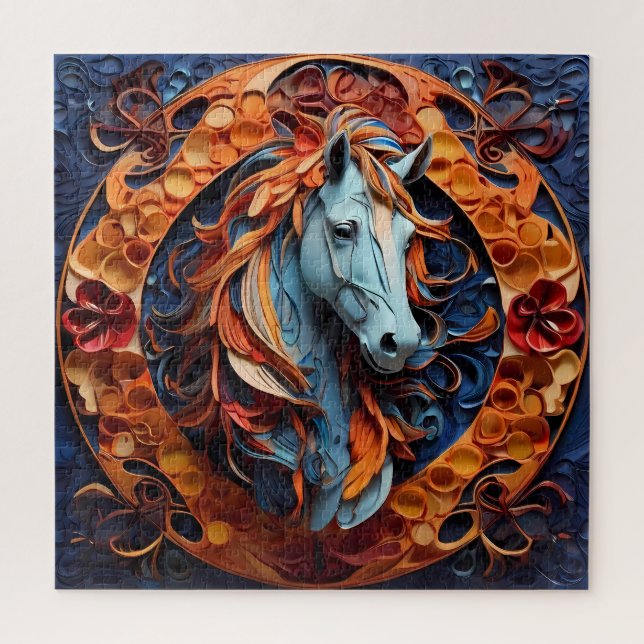 Retrato caprichoso de caballo: un rompecabezas art (Vertical)