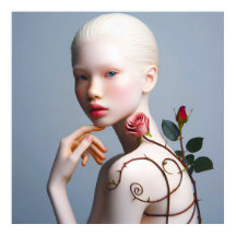 Retrato Chica albino arte en el muro