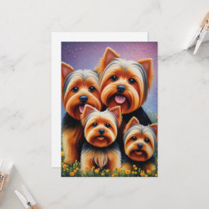 Retrato colorido de la familia Yorkshire Terrier P