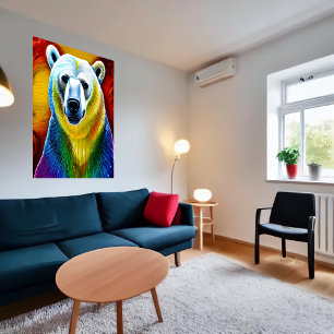 Retrato colorido de un oso polar   Poster de arte 