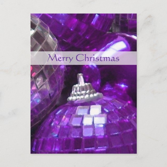 Retrato con tarjeta postal Purple Baubles 'Feliz N (Anverso)