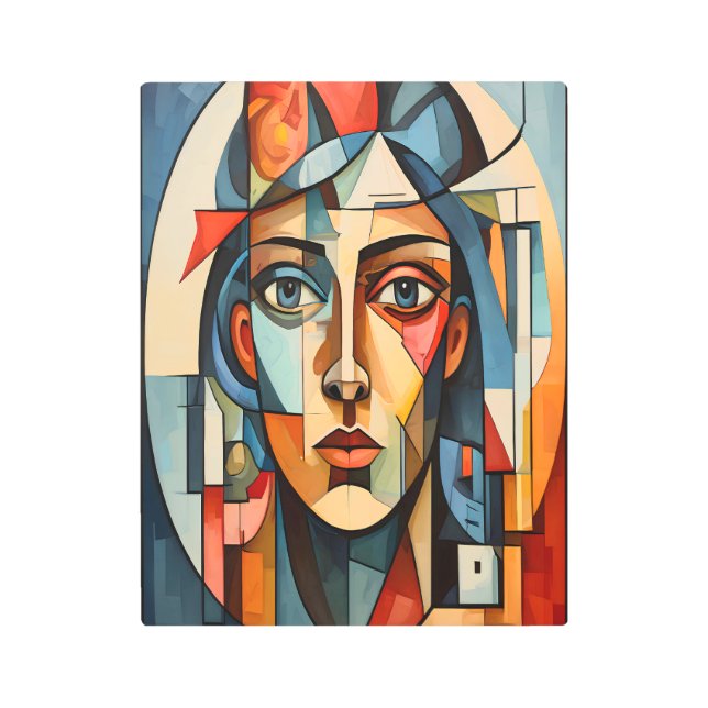 Retrato Cubista Moderno Arte Pared Geométrico Meta (Anverso)