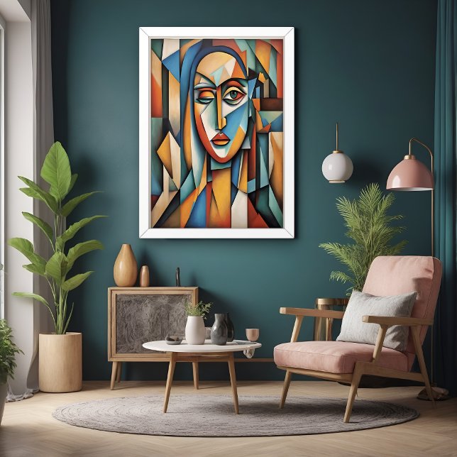 Retrato Cubista Vibrante Resumen Arte Geométrico (Subido por el creador)