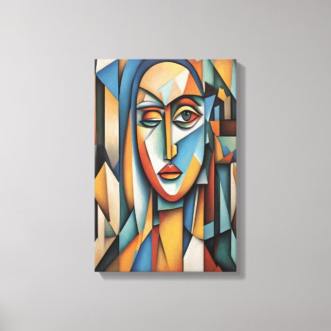 Retrato Cubista Vibrante Resumen Arte Geométrico (Anverso)